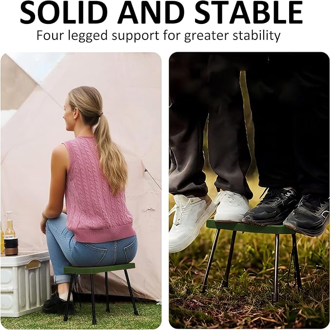 10 Inch Portable Folding Stool for Camping, Gardening, BBQ, and Outdoor Activities (Green)
