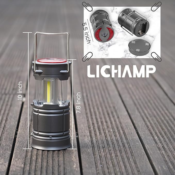 Lichamp 2 Pack LED Camping Lanterns, Battery Powered Lantern Flashlight COB Camp Light for Power Outages, Camping Supplies and Home Hurricane Supplies, F2GY