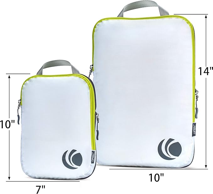 Cipway - 5 Set Compression Packing Cubes for Travel, Ultralight Packing Organizers for Luggage Suitcase & Backpack (White), L