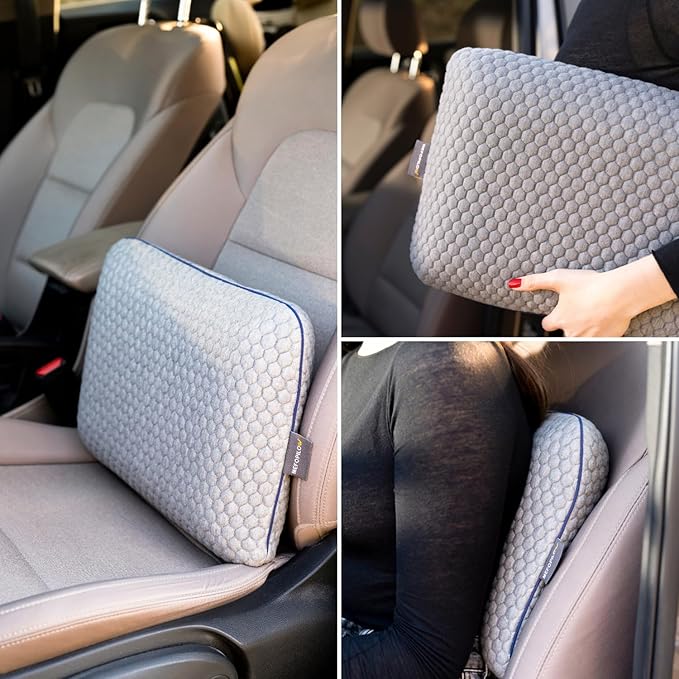 Travel Memory Foam Pillow for Sleeping, Comfortable Camping Pillow, 15.75x11.81x3.94 inches, Easy to Carry Portable Bag, Soft, Breathable, Washable Pillowcase