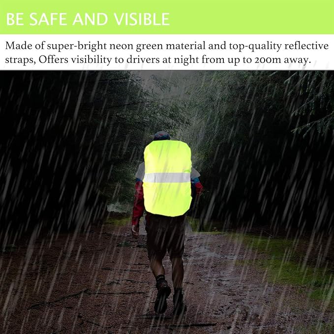 Frelaxy Hi-Visibility Backpack Rain Cover with Reflective Strip 100% Waterproof Ultralight Backpack Cover, Storage Pouch, Anti-Slip Cross Buckle Strap, for Hiking, Camping, Biking, Outdoor, Traveling