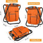 Kikerike Backpack Stool Cooler Chair Heavy Duty 400 LBS Max Load Portable Lightweight Stool Backpack Folding Fishing Cooler Seat for Camping Hunting Fishing - Orange