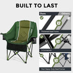 Oversized Camping Chair for Large Adults Heavy Duty 400 lbs Capacity, Comfortable Padded Folding Lawn Chair with Back & Headrest Support and Cup Holder, Portable Outdoor Chair with Carry Bag
