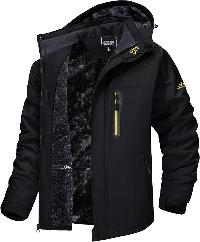 TACVASEN Men's Winter Ski Jacket Waterproof Snow Coats Snowboard Fleece Lining Jacket Warm Parka with Hooded