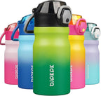 BJPKPK 14oz Insulated Water Bottle With Straw Stainless Steel Double Wall Water Bottles BPA Free Leak Proof Thermo With Lockable Flip Lid And Soft Silicone Spout,Bamboo Grove