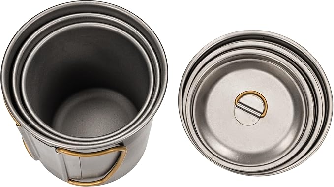 Titanium Mugs, 250-450ml Camping Cups with Lid Set, Lightweight Coffee Cup for Hiking, Backpacking, Camping