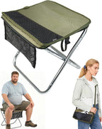 Rocalt Camping Portable Stool, Ultralight Folding Stool, Aircraft-Grade Aluminum Pocket Chairs for Adults, Outdoor Travel Stool, Fishing Chair with Built-in Storage Gag, Handbag Style
