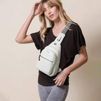 7L Sling Bag For Women Faux Leather Anti Theft Small Casual Daypack Backpack Fanny Pack Crossbody Chest Bags Purse Waterproof Beige