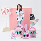 Kids Carry On Luggage with Wheels Softside Kids Suitcase for Girls Airline Approved & Girls Multi-function Carry Bag 4pcs Set