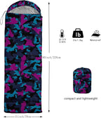 Sleeping Bags for Adults and Kids Backpacking Camping Sleeping Bags for Girls and Boys Lightweight Waterproof Cold/Warm Sleeping Bag for All Season