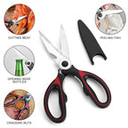 Odoland 8Pcs Camping Cooking Utensils Set for Family & Adults, Kitchen Utensil with Tongs, Scissors, Cutting Board, and Water Resistant Case for Picnic, Hiking, Backpacking, Outdoor Camping