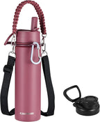 KXIAOCHEN Insulated Water Bottle, Stainless Steel Water Bottle, 2 Lids (Straw and Handle Lid),Wide Mouth Metal Water Bottles Keep Hot and Cold, Double Walled, Thermo Mug, Metal Canteen