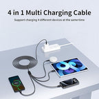 USB C Splitter Multi Charging Cable, Dual Type C Charger Cord,4 in 1 Multiple Nylon Braided Cable with 4 Type-C Connectors Compatible with iPhone 17 16 Pro Max/Tablets/Google-1Pack 5FT.