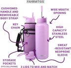 40 Oz Water Bottle with Strap Stainless Steel Sports Water Bottle with 3 Lids (Straw, Chug and Flip Lid) Insulated Leak Proof Metal Jug for Men & Women - Lavender