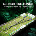 IDZO 40" Fireplace Tongs, Heavy Duty Steel Fire Tongs, Log Grabber, Firewood Tongs & Fire Pit Tools for Fire Pits, Campfires, Fire Rings, Backyard Deck, Suitable for Indoor & Outdoor Use