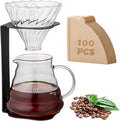 Coffee Pour Over Set – Complete Pour Over Coffee Maker with Dripper, Pot, and 100 Filters | Portable V60 Style Drip Coffee Pour Over