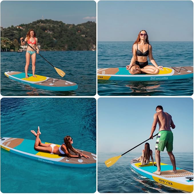Paddle Board, Inflatable Stand Up Paddle Board，10.6'×33"×6" Ultra-Light SUP Board with Hand Pump, Leash, Repair Kit, Waterproof Phone Case and Backpack