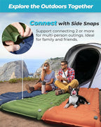 Sleeping Pad for Camping, 4in Thickness Inflatable Sleeping Mat with Adjustable Pillow & Built-in Foot Pump,Lightweight Camping Air Mattress with Waterproof Nylon for Hiking,Traveling-Green