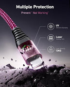 USB C Cable [2Pack 10FT], USB C to USB C Cable for Car Durable Braided iPhone USB Type C Cable Fast Charging 60W USBC to USBC Cord for iPhone 17/16/15/Pro Max, Samsung Galaxy S23 and More-Rose Red