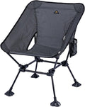 iClimb Ultralight Compact Camping Folding Beach Chair with Anti-Sinking Large Feet and Back Support Webbing (Black Grid- Square Frame)