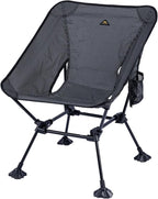 iClimb Ultralight Compact Camping Folding Beach Chair with Anti-Sinking Large Feet and Back Support Webbing (Black Grid- Square Frame)