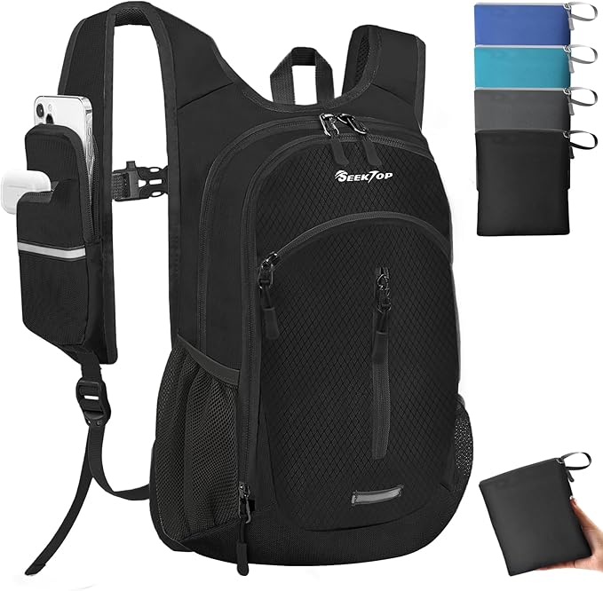 Seektop Small Hiking Backpack 12L to 15L Expandable Travel Packable Waterproof Daypack Lightweight Hiking Bag for Women Men