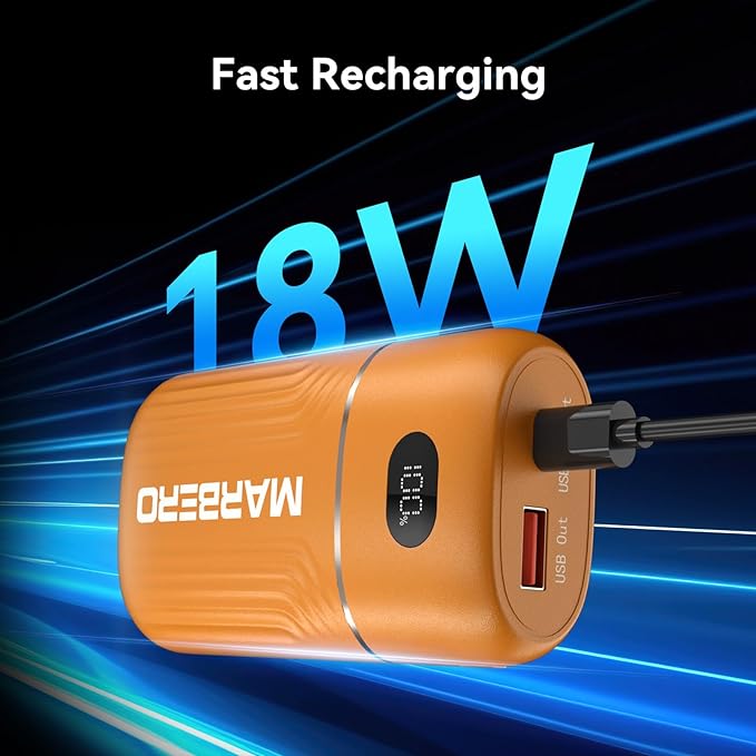 MARBERO Portable Power Bank 10000mAh Dual Input USB C Phone Charger Battery Pack Portable PD3.0 QC3.0 with LED Display Compatible with iPhone 16 15 14 13 Samsung Google iPad etc (Orange)