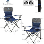 Camping Chair Set of 3, Outdoor Folding Camping Chairs for Heavy People with Cup Holder & Carry Bag,Collapsible Chair Include One Sofa Chair and Two Single Chair,Support up to 500lbs