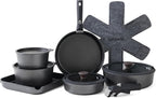 SENSARTE 17 Piece Pots and Pans Set, Nonstick Detachable Handle Cookware Set, Induction Kitchen Cookware Set with Removable Handle, Healthy Non Stick for RV, Dishwasher ＆ Oven Safe, PFOA Free (Black)