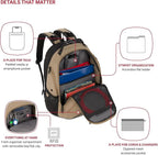 SwissGear 1900 ScanSmart 17” Laptop Backpack Brown– Reflective Tech Backpack with ScanSmart Compartment – Multiple Organizer Pockets & RFID Scan Blocking Technology
