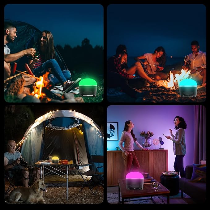 Rechargeable LED Camping Lantern 1000LM, TOHETO Portable Hanging Tent Light with RGB Color Changing, Magnetic Base, Waterproof Emergency Hanging Light for Hurricane, Power Outages, Home, Hiking -Black