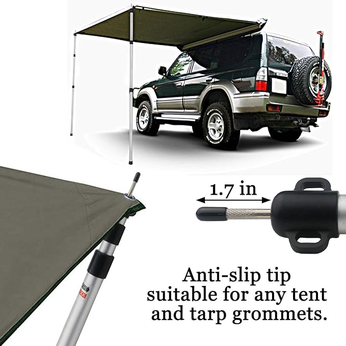 Sunnyglade 2 Pcs Adjustable Tarp Poles, Silver , Telescoping Aluminum Rods Portable Awning Poles for Camping,Backpacking,Hiking(Set of 2)
