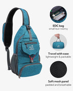 WATERFLY Packable Small Crossbody Sling Backpack Shoulder Chest Bag Daypack for Hiking Traveling