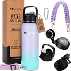 LUFT SWEDEN 40 oz Lavender Insulated Water Bottle with Straw Lid – Stainless Steel, Leakproof, BPA-Free & Dishwasher Safe – Double Wall Reusable Gym Flask – Keeps Drinks Ice-Cold All Day