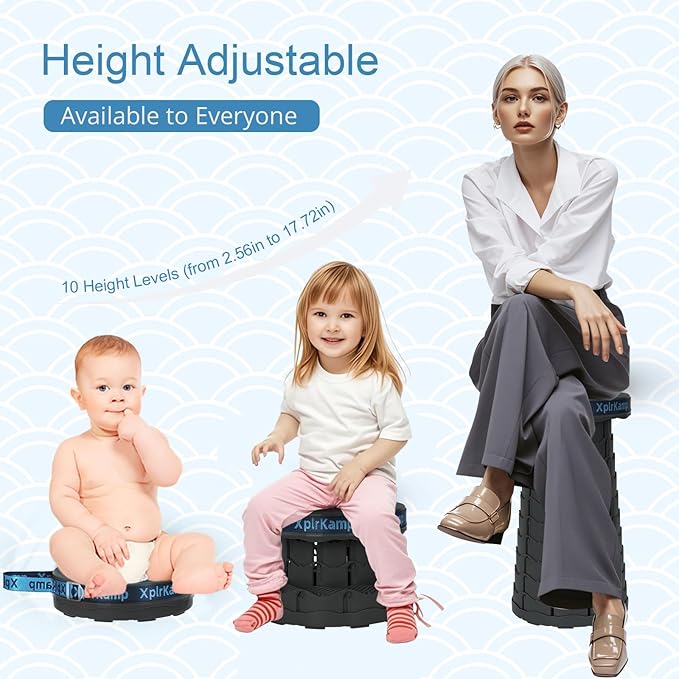 Upgraded Thickened Collapsible Stool, Portable Folding Stool Chair Lightweight But Sturdy Foldable Camping Stool, Retractable Telescopic Seat for Picnics Fishing Hiking BBQ (2, Black)