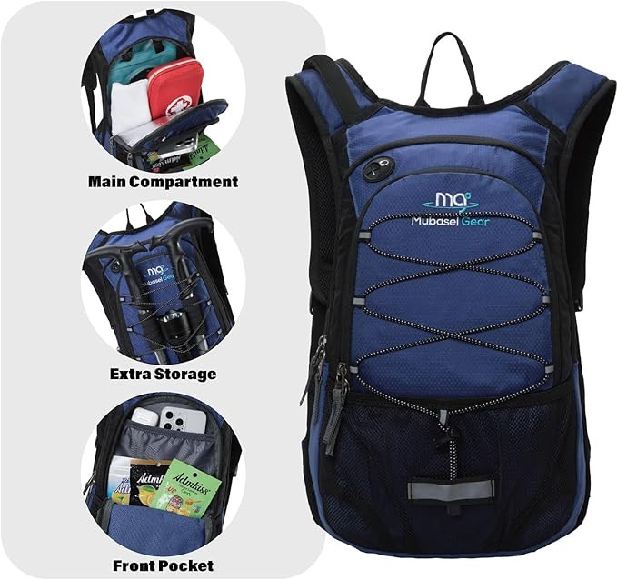 15L Insulated Hydration Backpack Pack with 2L Water Bladder Lightweight Hiking Backpack Bag for Women Men Daypack for Hiking Running Festival Camping Biking