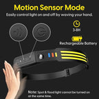 Lsnisni Headlamp Rechargeable 2Pack, 230°Wide Beam Head Lamp LED, Head Flashlight with Motion Sensor, 5 Mode Head Lights for Forehead, Waterproof Headlamps for Adults Hiking Camping Gear