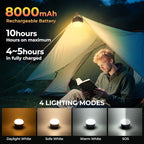 LED Camping Lantern, 8000mAh Rechargeable Camping Tent Light with 4 Light Modes, 6 Brightness Adjustable Tent Lamp, Waterproof Emergency Hanging Lantern for Hurricane, Power Outages, Home, Hiking