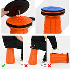 2 Pack Upgraded Collapsible Stool Folding Stool with Cushion,Retractable Folding Stool Max Load Capacity 400lbs, Portable Telescoping Stools for Camping Hiking Outdoor BBQ -Orange