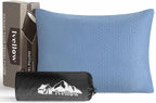 Ivellow Memory Foam Travel Pillow Compressible Camping Pillow for Sleeping Shredded Memory Foam Pillow Compact Firm Supportive Travel Pillow for Adults Kids Outdoor Hiking Essential Gear Blue-S