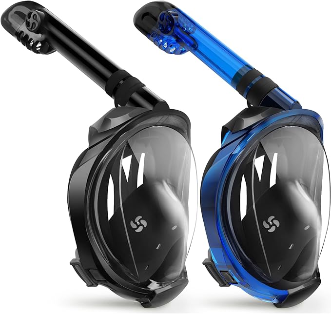 Greatever G2 Snorkeling Gear for Adults 2PCS, Full Face Snorkel Mask with Dry Top Snorkel,Anti-Leak & Anti-Fog Snorkel Mask Adult,Foldable Snorkeling Mask with Camera Mount mesh Bag