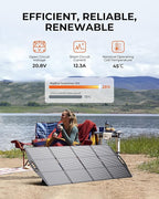 200W Solar Panel, BigBlue SolarPowa 200 Solar Panel Charger with Kickstand for Camping, IP68 Waterproof, Portable and Lightweight, 25% Solar Efficiency, DC5521/8020/7909/ XT60 Plug for Power Station