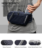 WATERFLY Fanny Pack Waist Bag: Hiking Water Bottle Holder with Strap Waist Pack for Women Men Hydration Hip Packs for Running Walking Traveling-Navy Blue