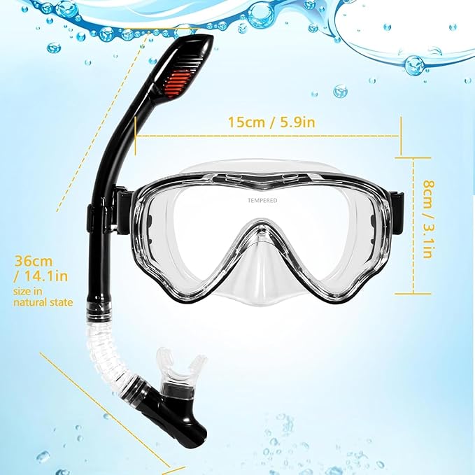 Snorkeling Set for Kids, Full Dry Snorkeling Mask Set for Adults, Anti-Fog Protection, Unisex,HD Panoramic View, Snorkeling Gear for Kids 4-14 Age