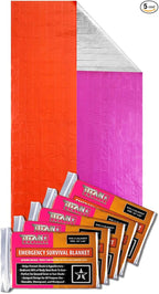 TITAN Survival - Mylar Survival Blankets 5 Pack - 90% Heat Retention & Waterproof Design - Emergency Blanket Cold Weather Protection & Survival Kits - Durable Space Blanket for Outdoor Use