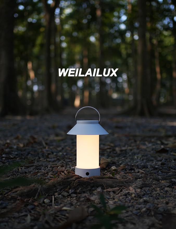 Rechargeable Outdoor Lantern Waterproof, Dimmable Warm White & Flickering Flame Mood Light, Portable Cordless Table Lamp for Patio/Camping/Shower/Emergency Power Outage (Black)