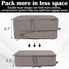 Extra Large Compression Packing Cubes for Travel Essentials, 2 Set Expandable Travel Cubes for Packing Compression Bags Luggage Suitcase Organizer, Khaki