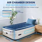 KINGJERRY Twin Air Mattress with Built in Pump and 4 Portable Handles, 18" Raised Comfort Blow Up Mattress for Guests, 440lb Support Air Bed with Carry Bags, Heavy Duty Inflatable Bed for Home&Camping