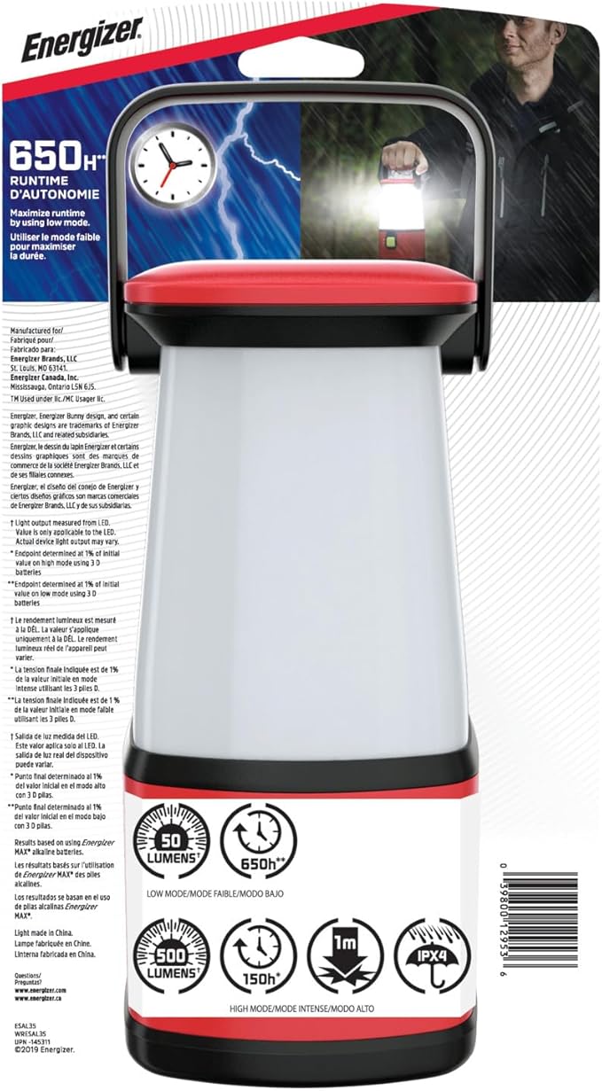 ENERGIZER LED Camping Lantern 360 PRO, IPX4 Water Resistant Tent Light, Ultra Bright Battery Powered Lanterns for Camping, Outdoors, Emergency Power Outage