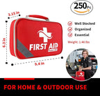 Protect Life Survival First Aid Kit for Home/Business, Camping Survival Kits | Mini Travel First Aid Kit | Camping Equipment | Small Kits for Car | Outdoor Emergency Survivals Pack - 250pcs